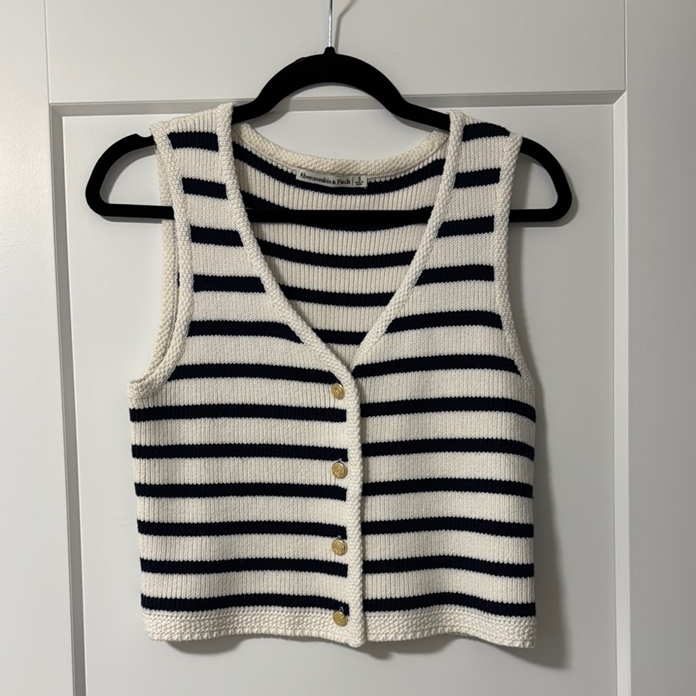 Abercrombie & Fitch Black and White Striped Tank Top